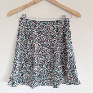 Originality Ditsy Floral Mini Skirt Navy Pink Yellow Cottagecore Y2K, Fairycore
